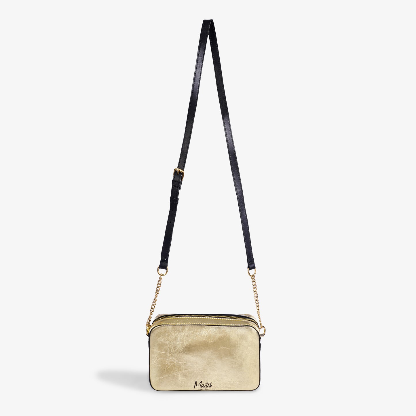 Golden Foiled Leather Shoulder Bag