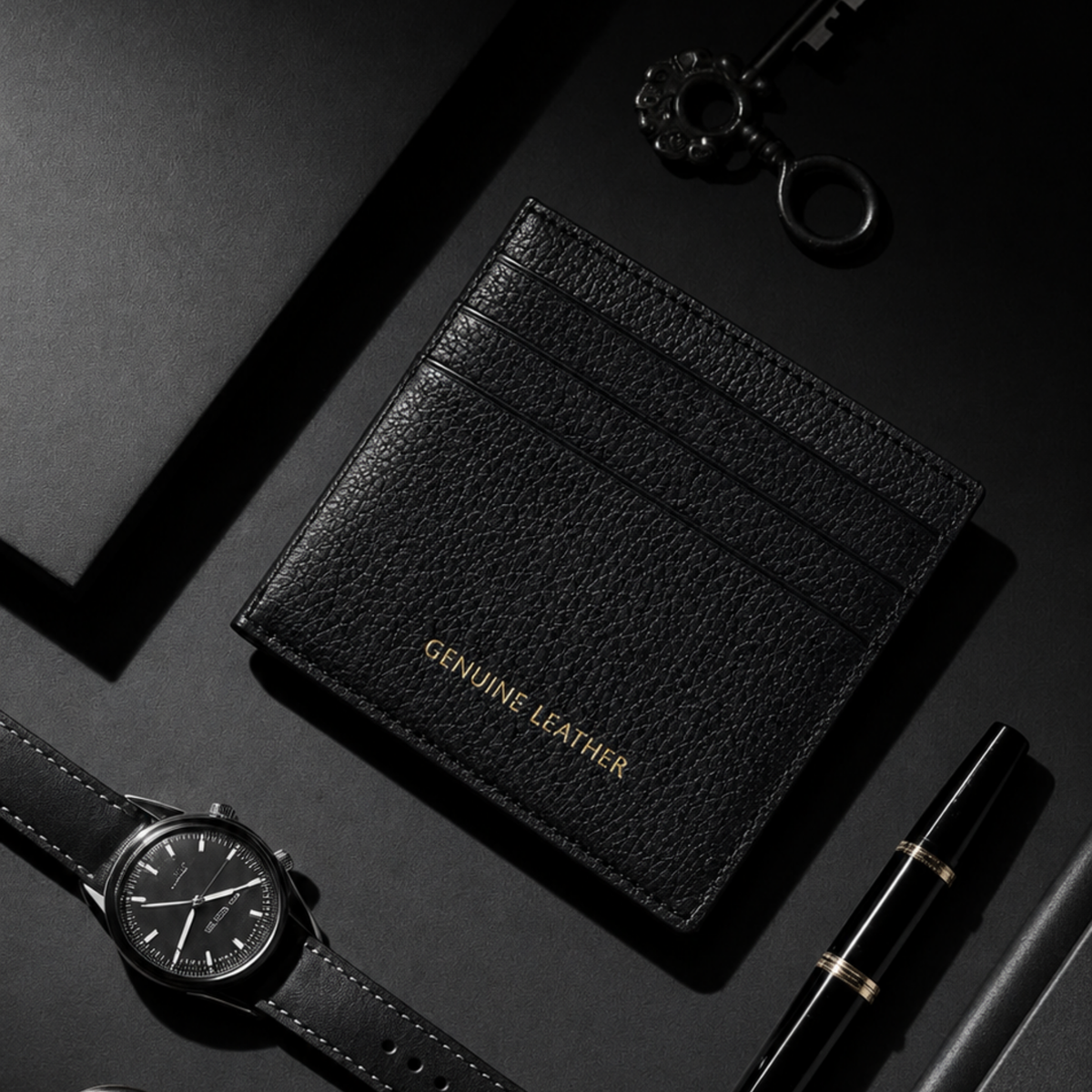 The Noir Saffiano Card Case
