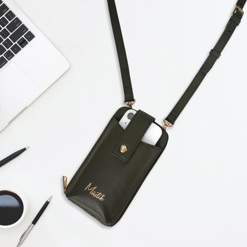 Mustik Zip Around Leather Mobile Crossbody