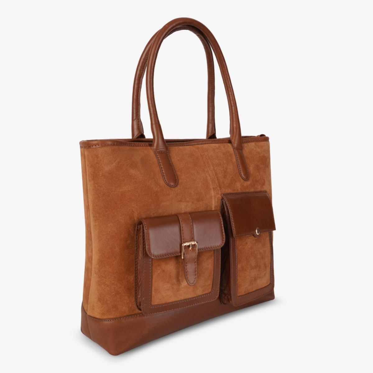 Mustik Work Wear Tote – Suede & Full Grain Leather Office Bag