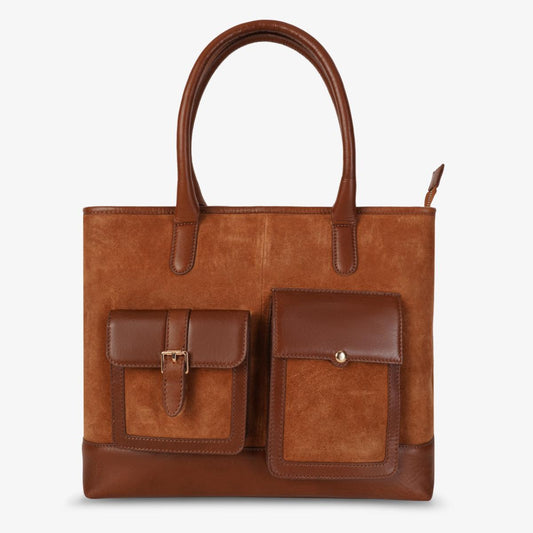 Mustik Work Wear Tote – Suede & Full Grain Leather Office Bag