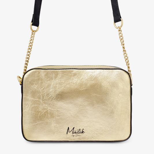 Golden Foiled Leather Shoulder Bag