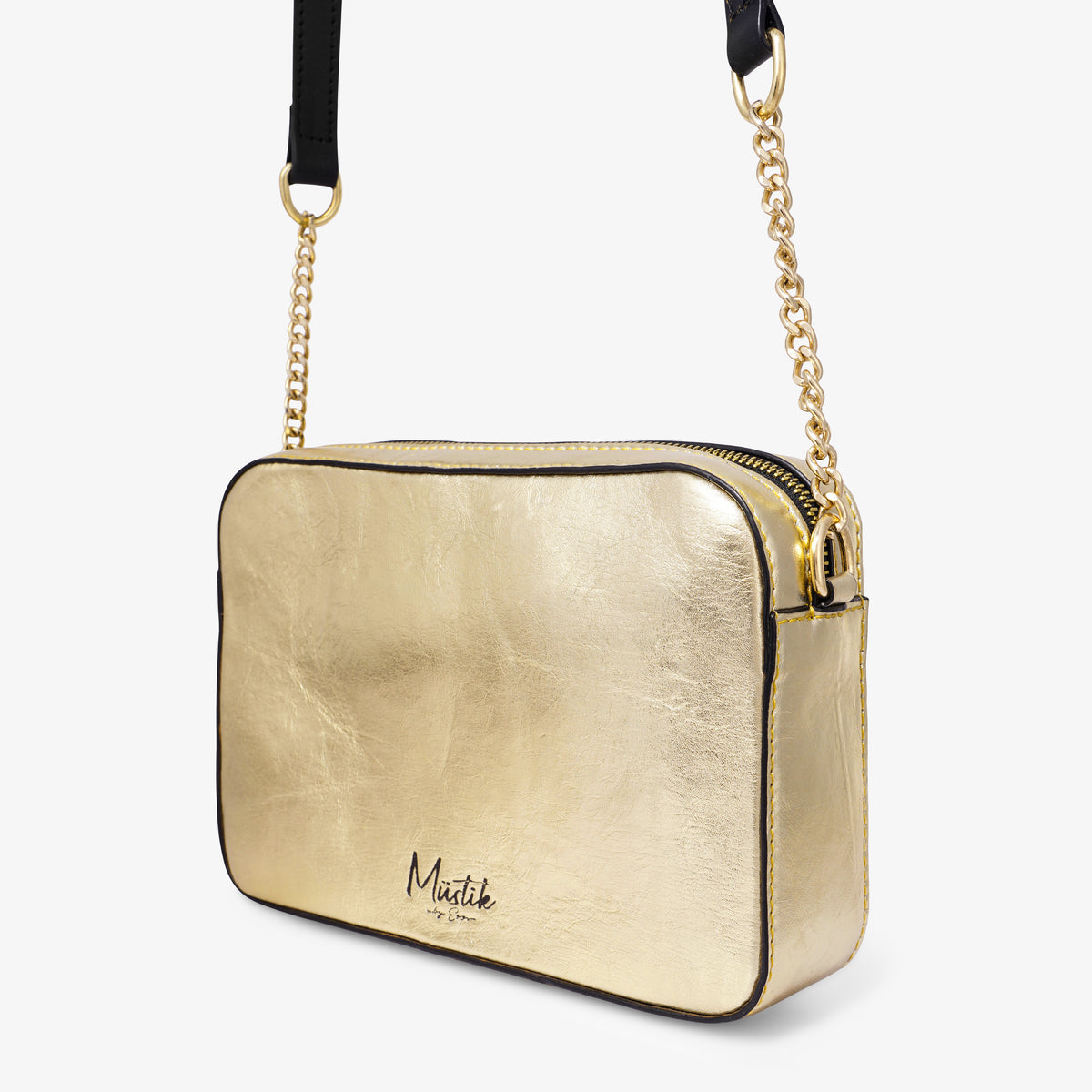 Golden Foiled Leather Shoulder Bag