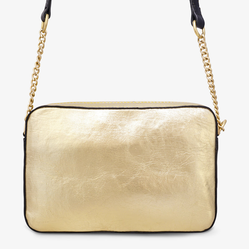 Golden Foiled Leather Shoulder Bag
