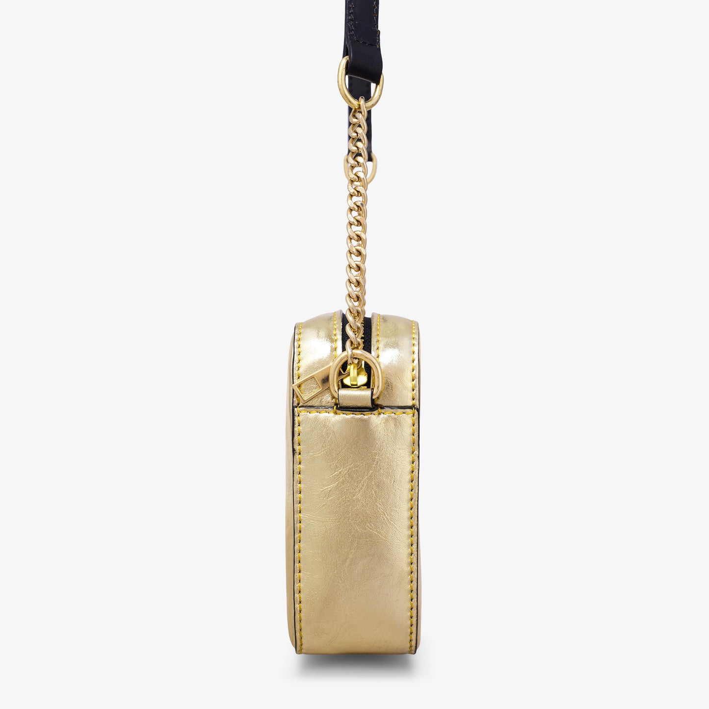 Golden Foiled Leather Shoulder Bag