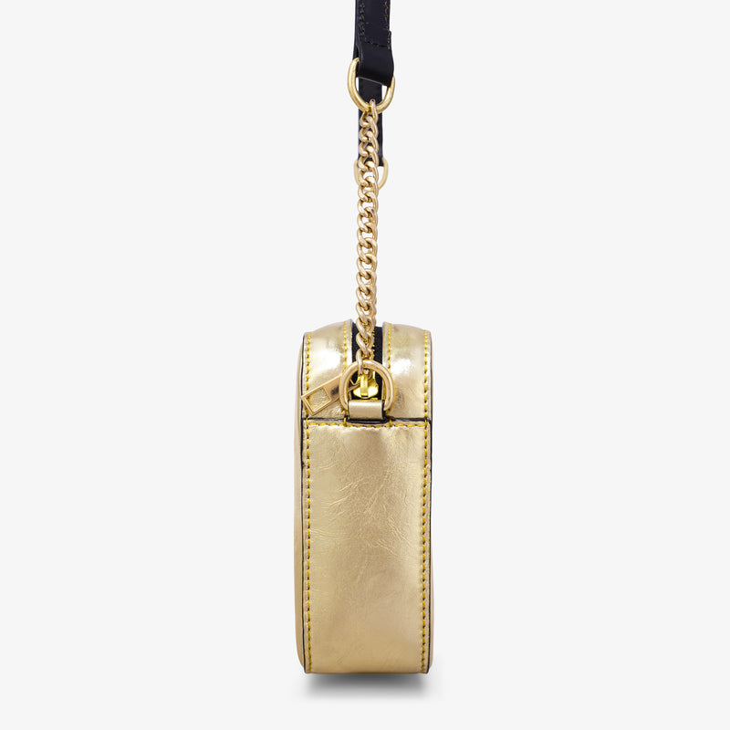 Golden Foiled Leather Shoulder Bag