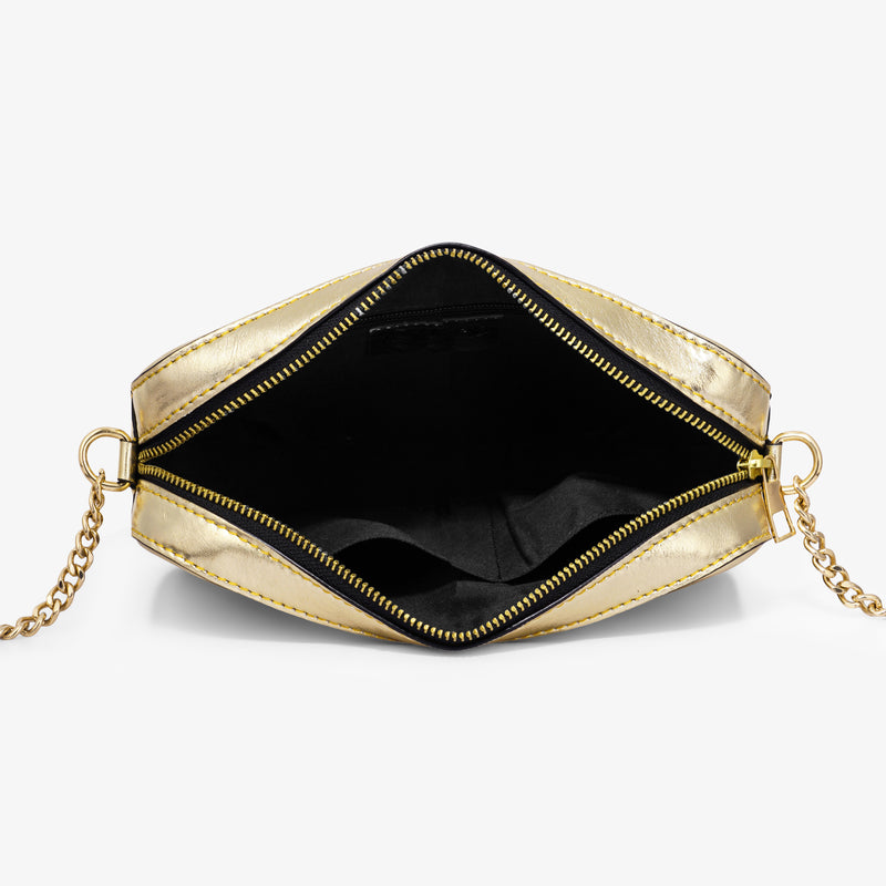 Golden Foiled Leather Shoulder Bag