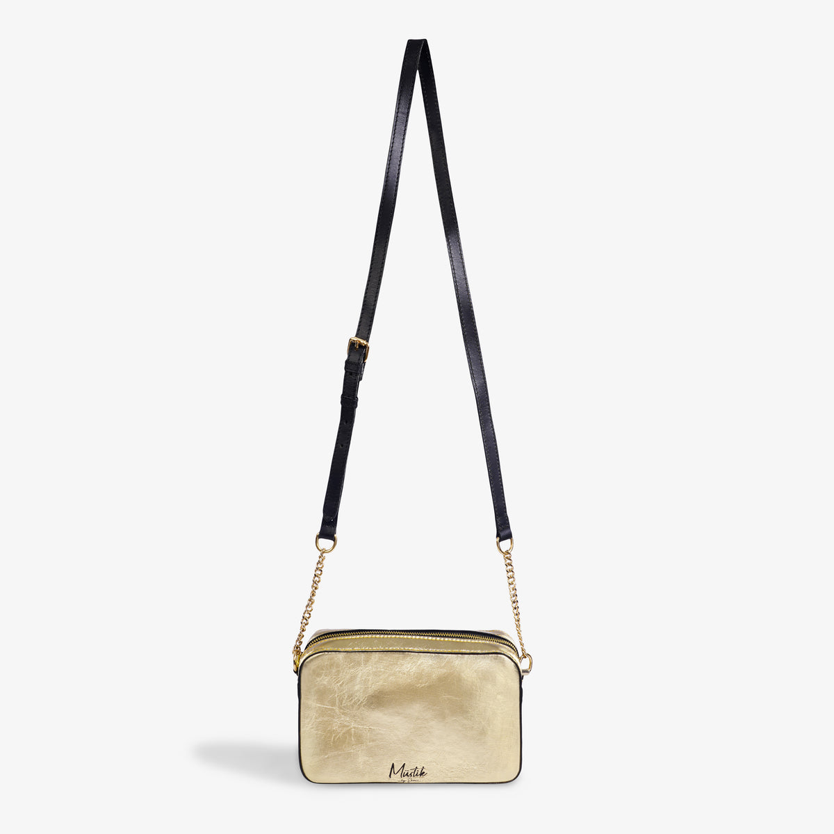 Golden Foiled Leather Shoulder Bag