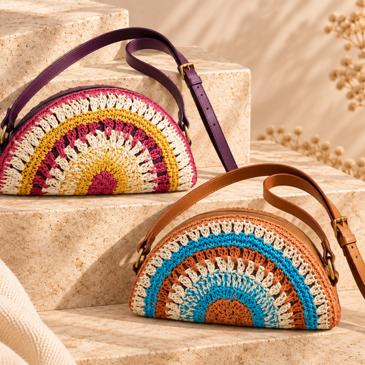 The Sol Crochet Half Moon Sling Bag