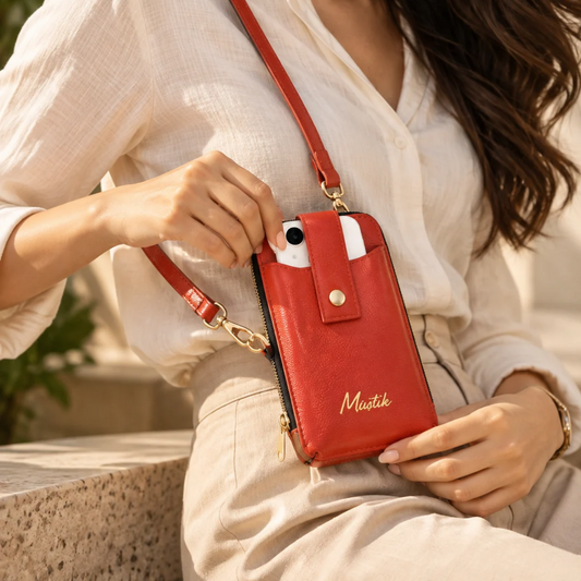Mustik Zip Around Leather Mobile Crossbody