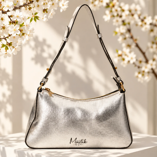 Mustik Metallic Silver Shoulder Bag