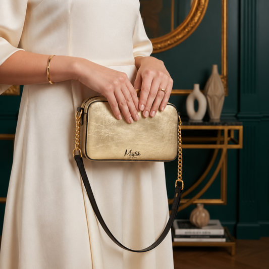 Golden Foiled Leather Shoulder Bag